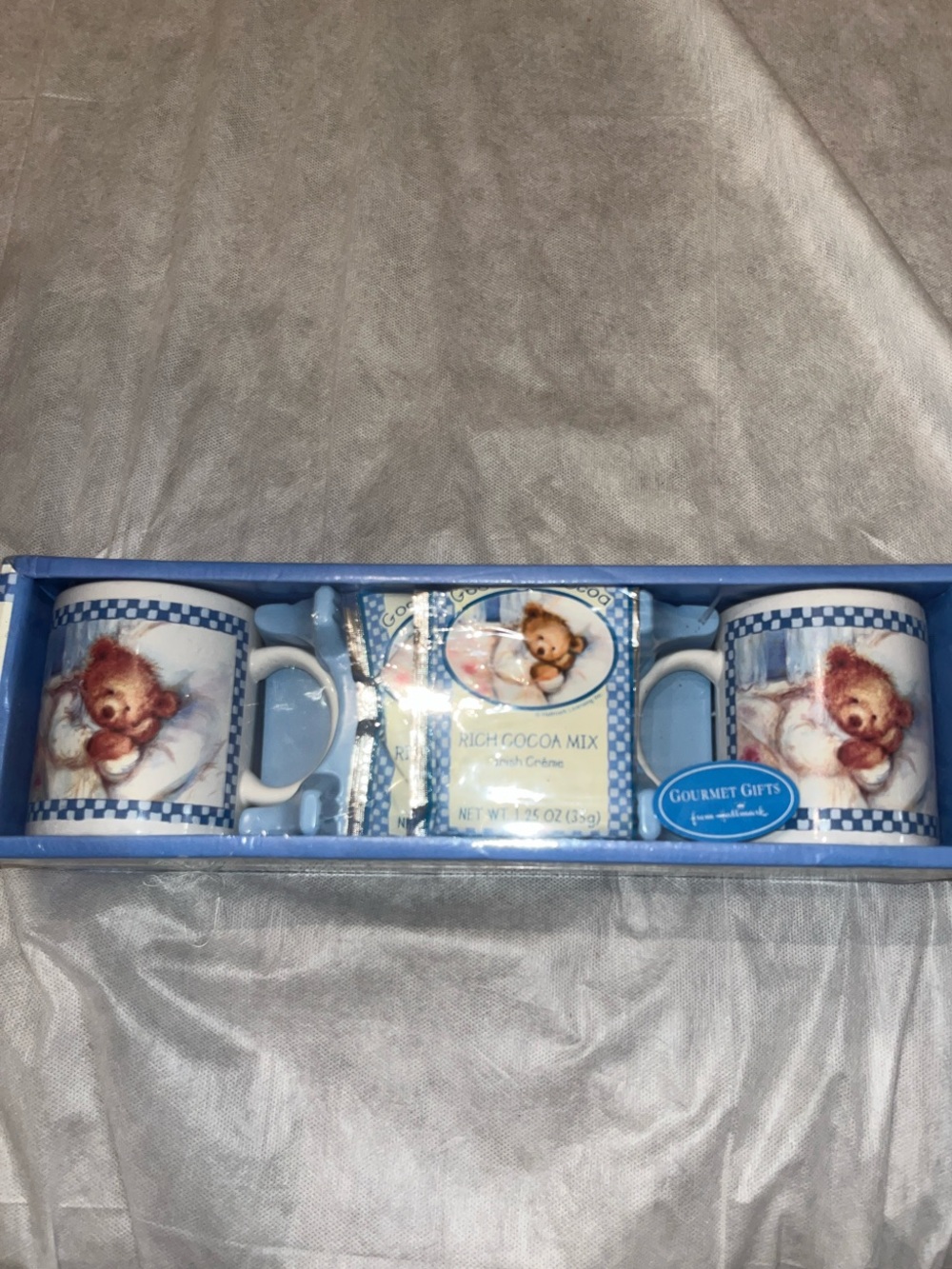 Hallmark Blue Teddy Bear Ceramic Mug Gift Set with Cocoa Mix